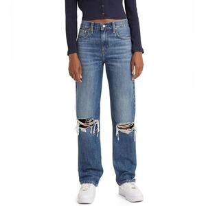 Levi’s Low Pro Straight Mid Rise Distressed Knees Dark Wash Jeans Size 26